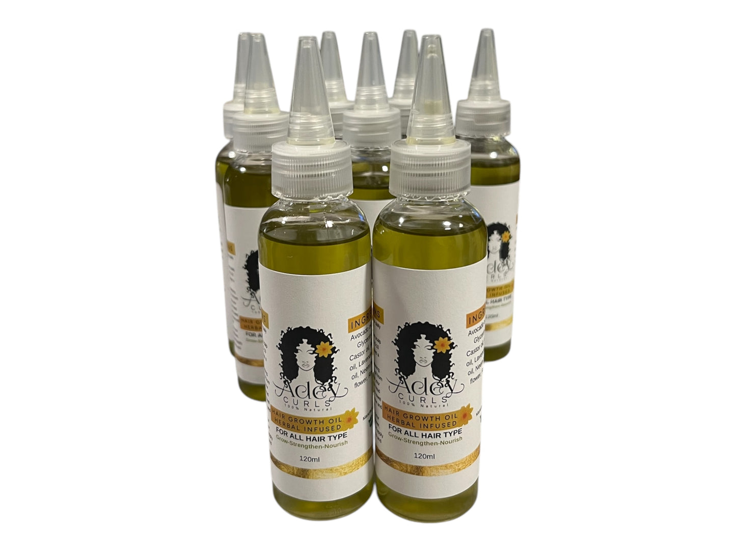 Adey Curls Hair Growth oil for all hair type which helps grow, strengthen and nourish.